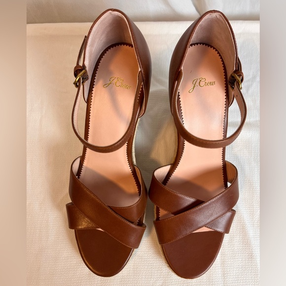 J. Crew womens leather espadrille wedge sandal - Picture 3 of 9